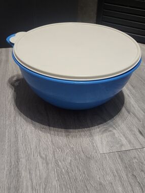 Tupperware Blue Bowl with Cream Lid
